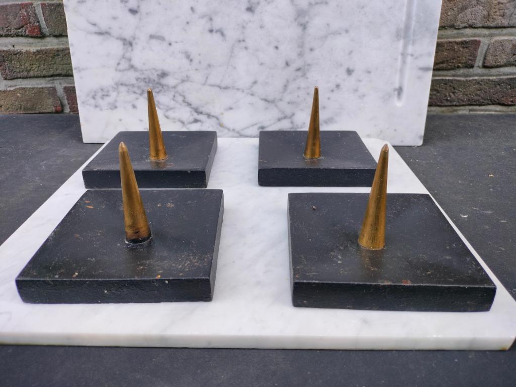 4 prachtige zéér robuuste kandelaars ( ijzer + geel koper ), Gebruikt, Overige kleuren, Ophalen of Verzenden, Kandelaar