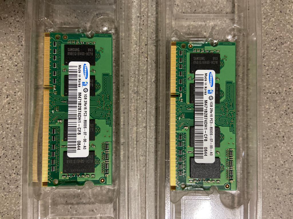 SAMSUNG SODIMM 1GB x2, Enlèvement ou Envoi, Reconditionné, DDR3, 1 GB ou moins