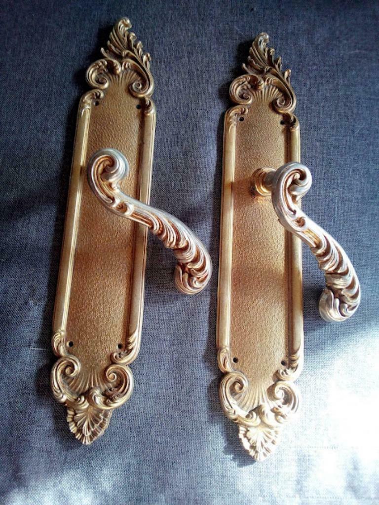 Anciennes poignées de porte en laiton, Bricolage & Construction, Enlèvement ou Envoi, Utilisé, Cuivre ou Laiton, Autres types
