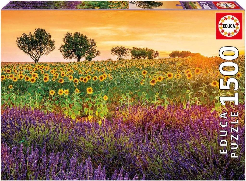 NIEUW ! Puzzel Panorama met lavendel en zonnebloemen 1500st, Ophalen of Verzenden, 500 t/m 1500 stukjes, Nieuw, Legpuzzel
