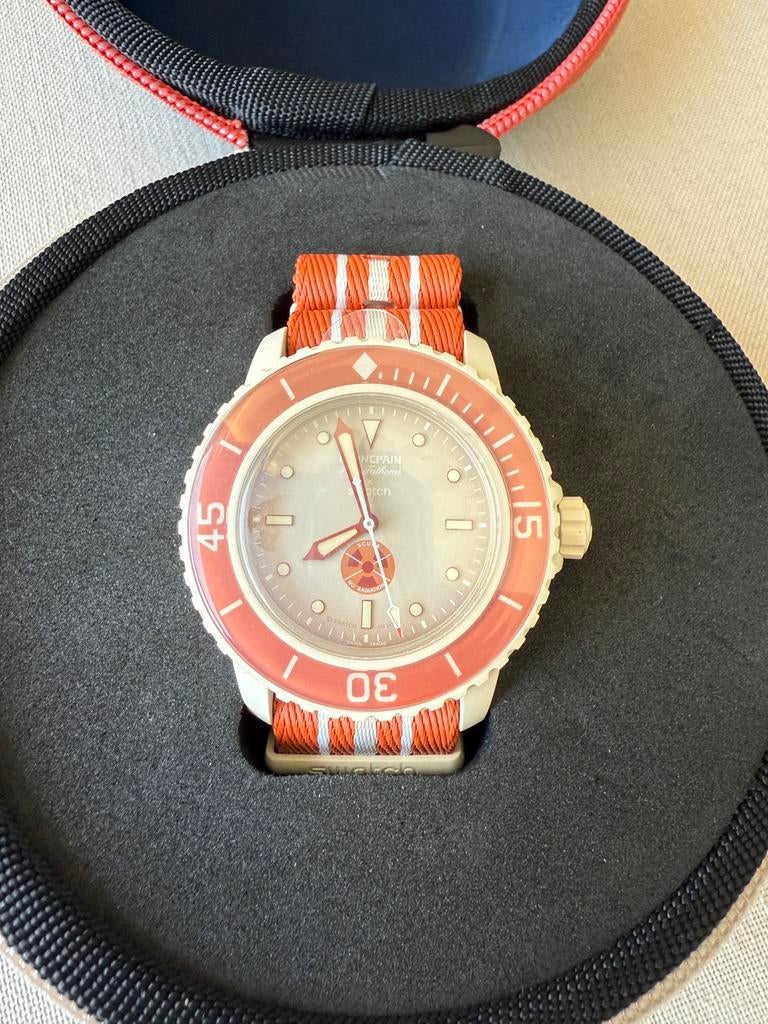 Swatch Blancpain Scuba Fifty Fathoms Arctic Ocean, Handtassen en Accessoires, Horloges | Heren, Kunststof, Polshorloge, Swatch