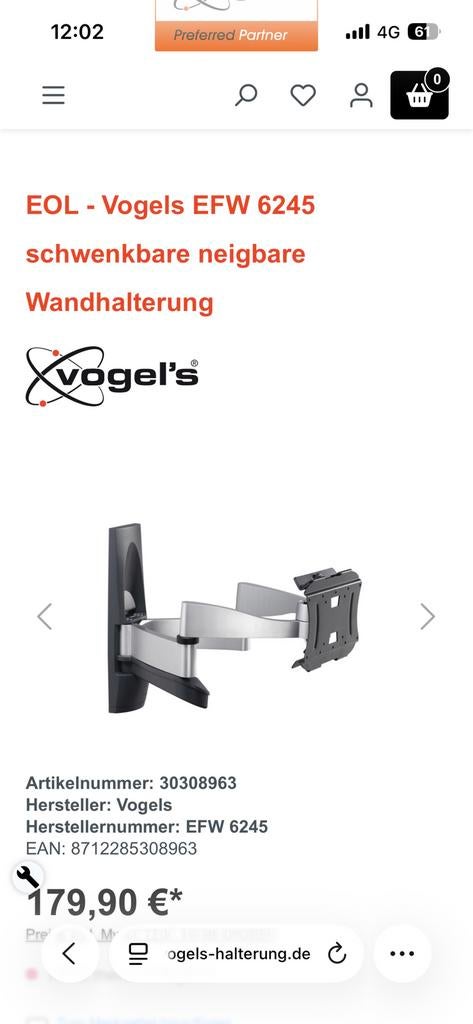 Vogel’s EFW 6245 Kantel en draaibare muurbeugel 23-37inch, Audio, Tv en Foto, Televisiebeugels, Ophalen of Verzenden, Nieuw