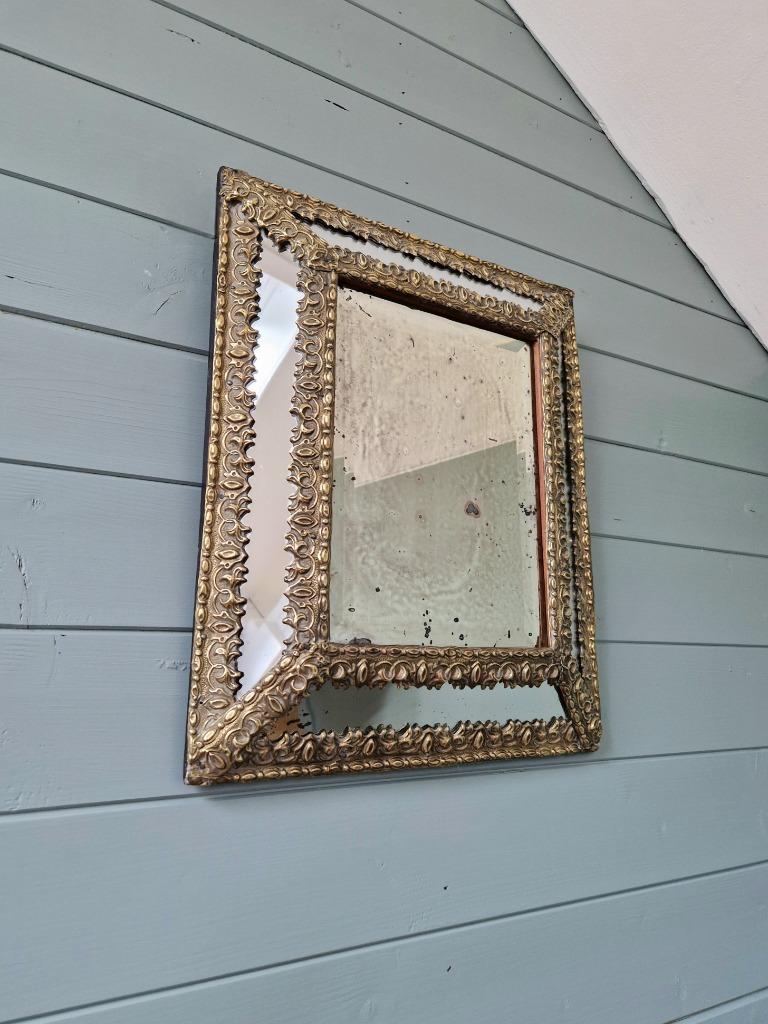 Miroir à parcloses, verre au mercure, XIXe siècle., Antiquités & Art, Enlèvement ou Envoi