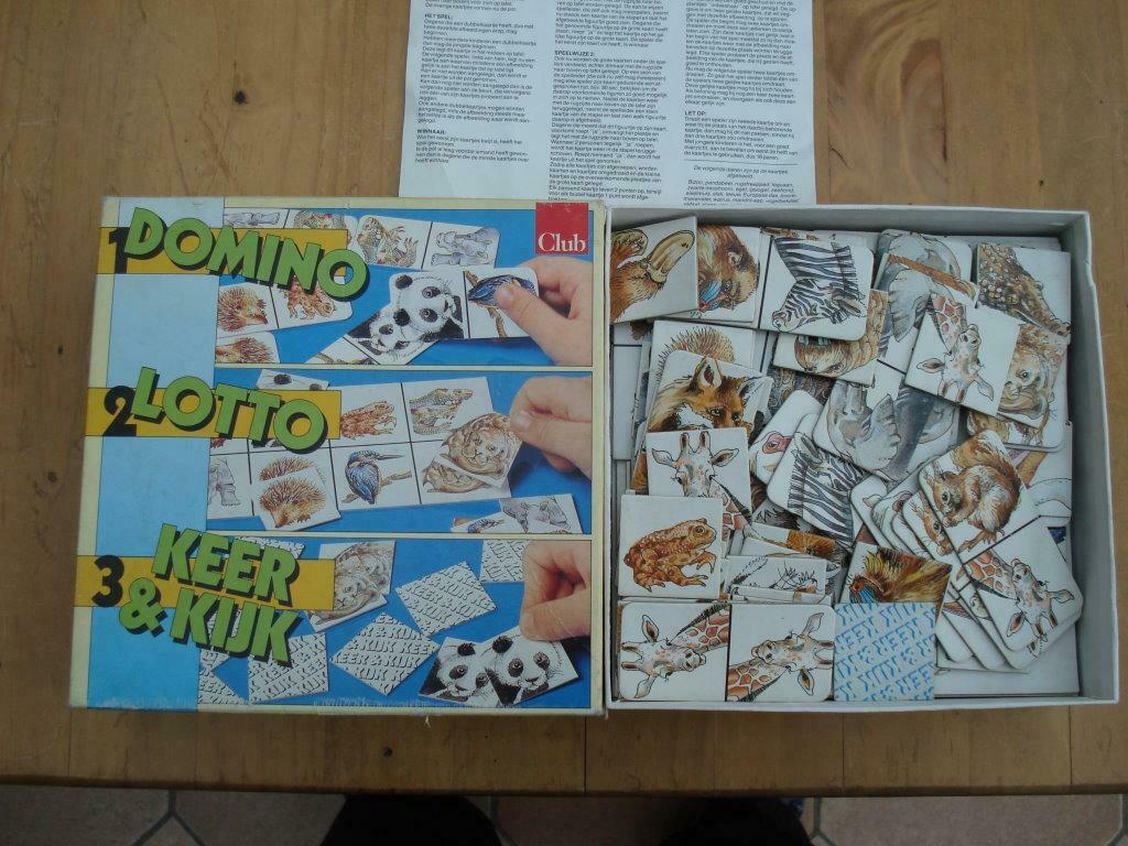 Spel 3 in 1: Domino, Lotto, Keer & kijk, Ophalen of Verzenden, Gebruikt
