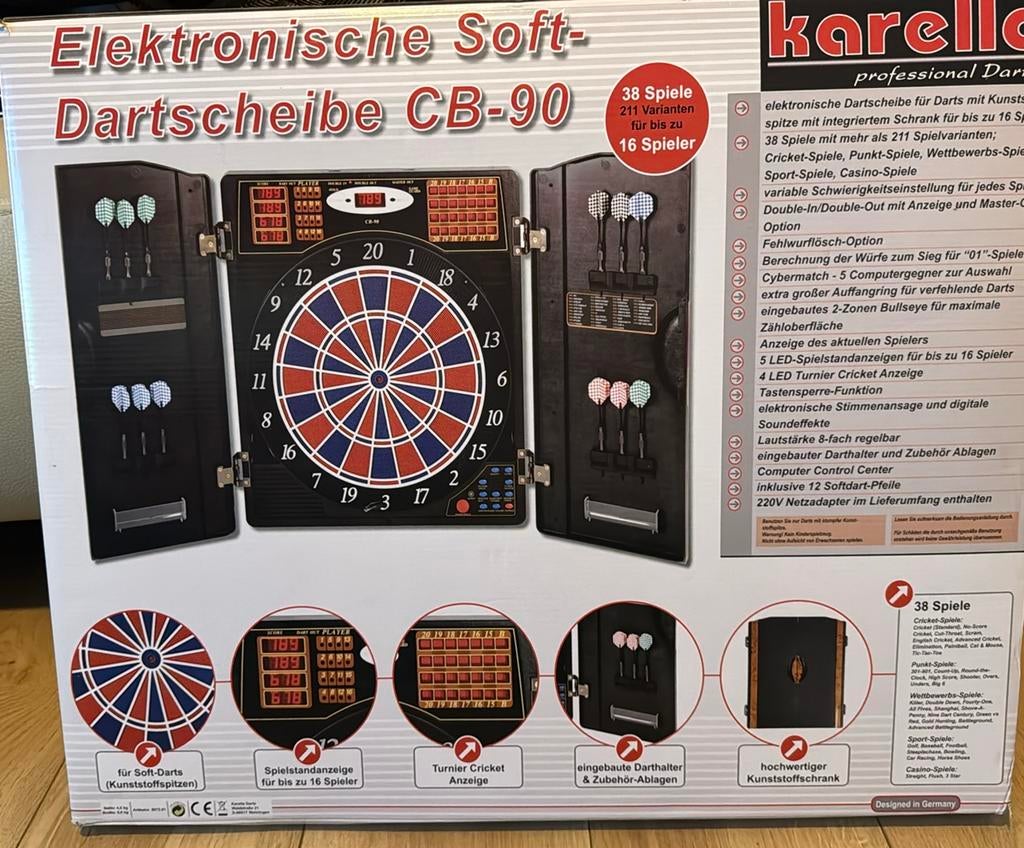 Elektronische Darts Karella, Sport en Fitness, Darts, Ophalen, Nieuw, Dartbord met pijlen, Soft tip