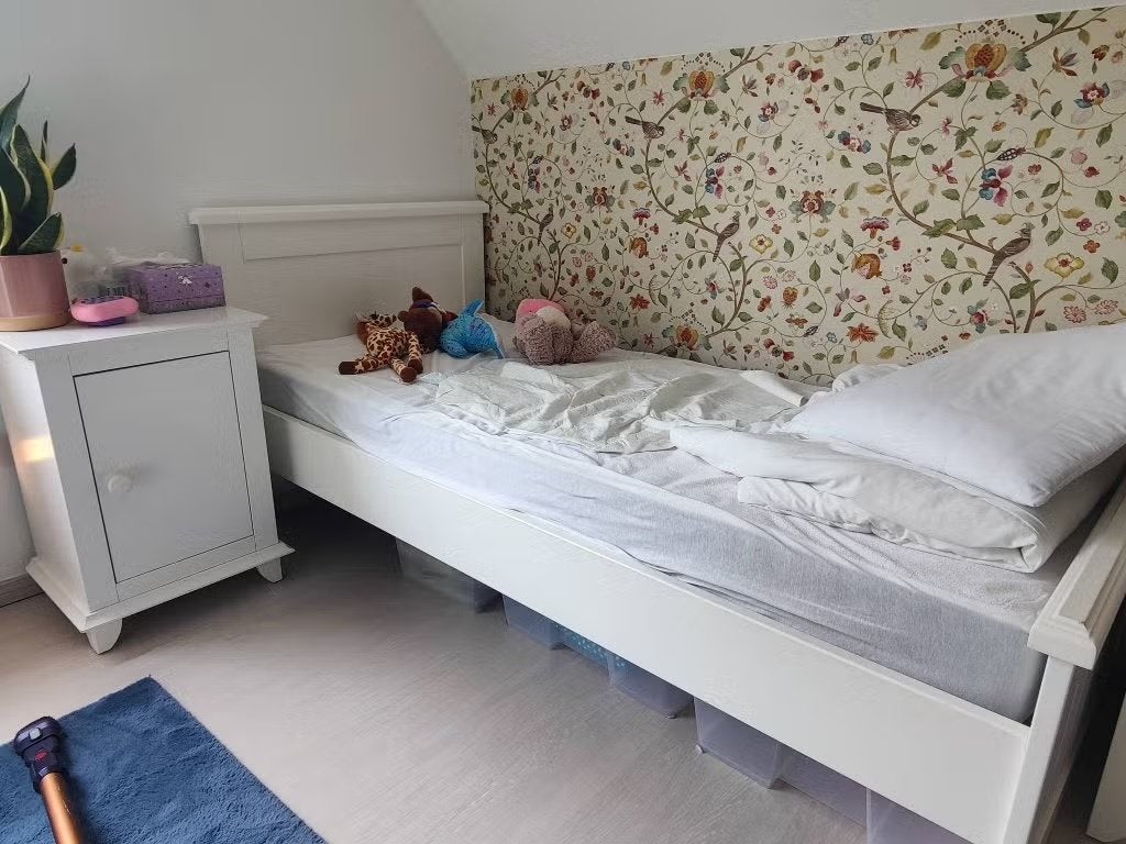 Bopita Charlotte kinderbed wit | nachtkastje apart, Ophalen, 85 tot 100 cm, Zo goed als nieuw, Lattenbodem