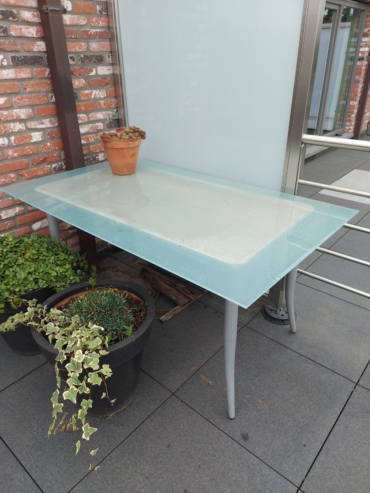 tafel, Tuin en Terras, Ophalen, Zo goed als nieuw, Rechthoekig, Metaal