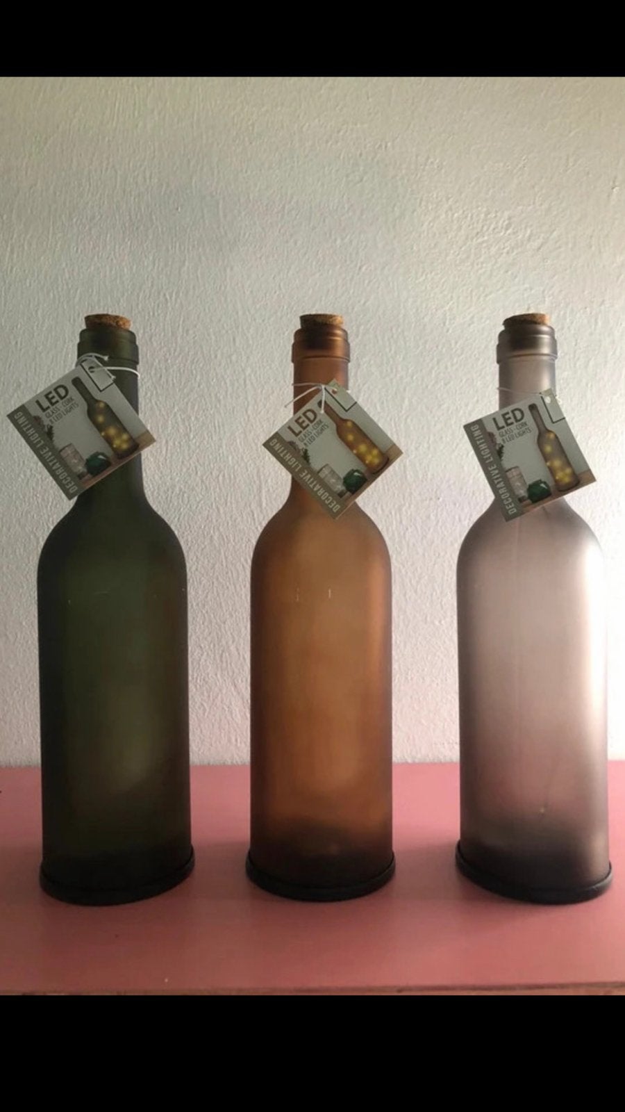 Heel grote partij nieuwe decoflessen met lampjes in, Ophalen, Nieuw, Glas, Minder dan 50 cm