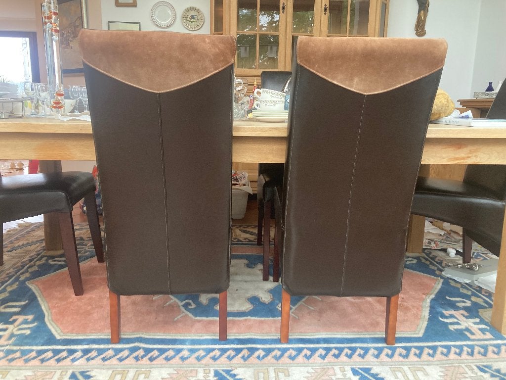 6 chaises de tables en cuir, Maison & Meubles, Enlèvement, Brun, Cuir, Cinq, Six Chaises ou plus