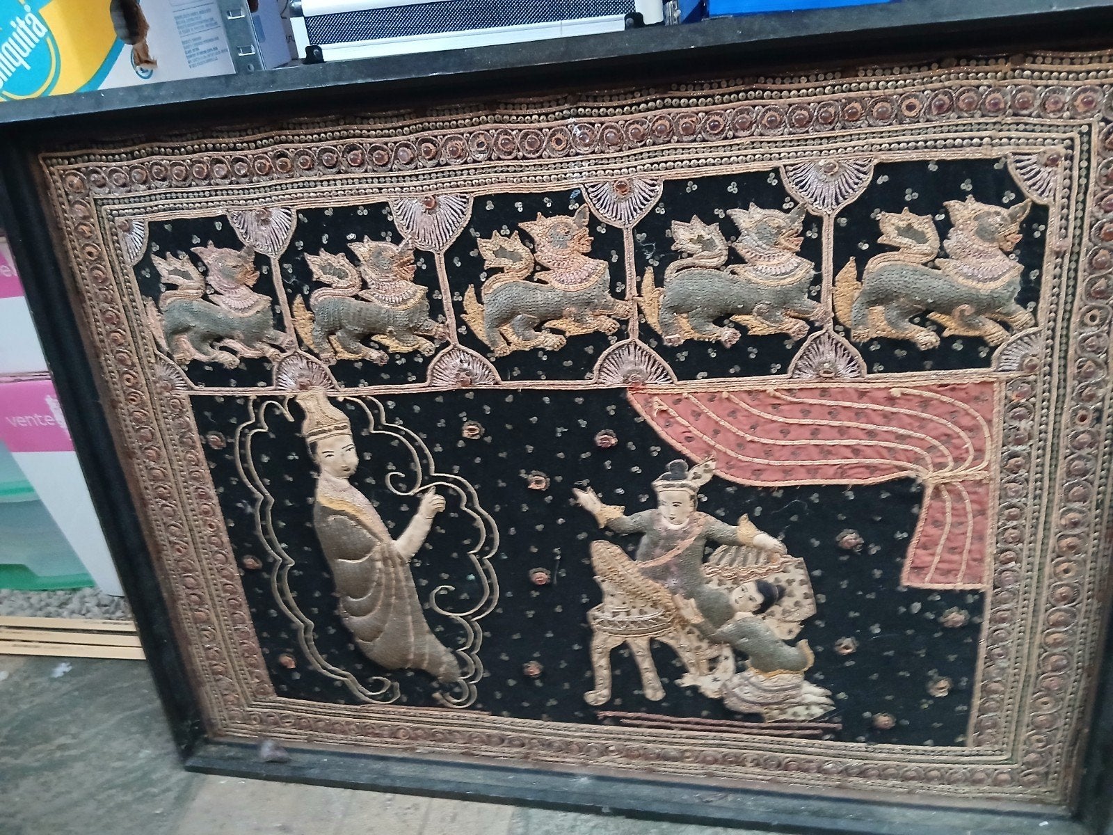 Tapisserie chinoise encadrée, Antiquités & Art, Enlèvement