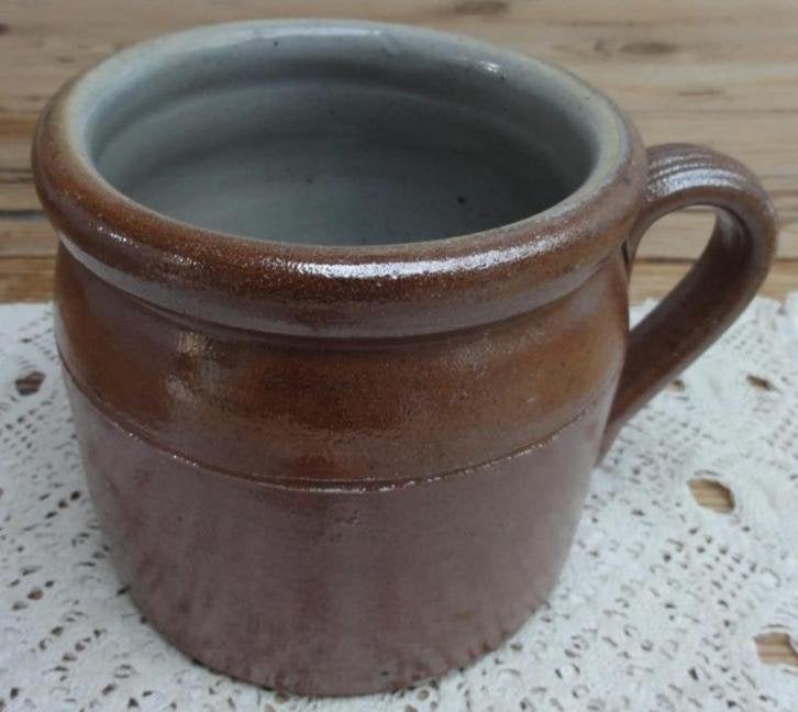 Franse brocante gres pot met oor, Antiquités & Art, Enlèvement ou Envoi