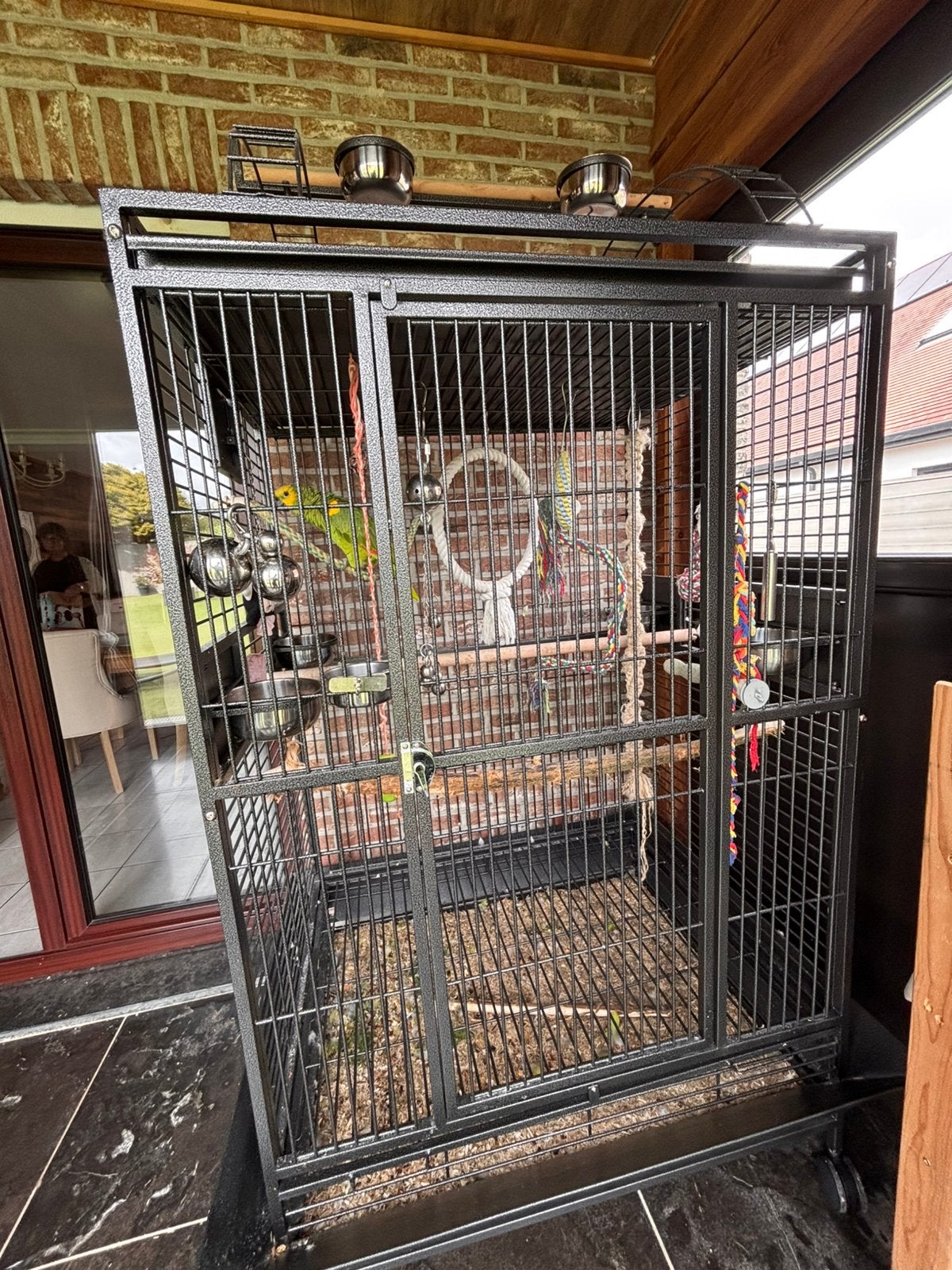 Papegaaienkooi strong zwart, Ophalen, Zo goed als nieuw, Metaal, Vogelkooi