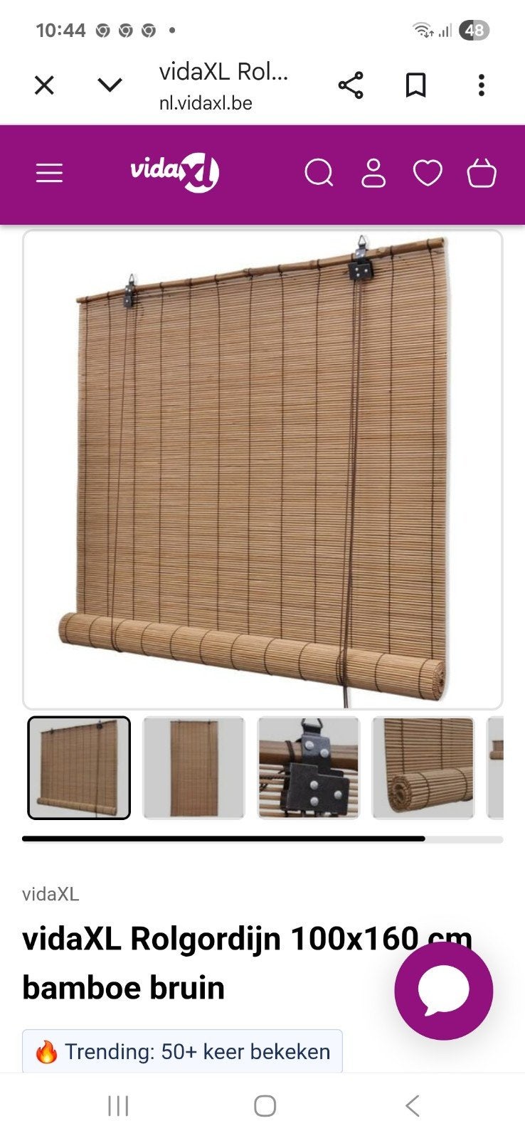 bamboe rolgordijn 100 x 160 NIEUW, Ophalen