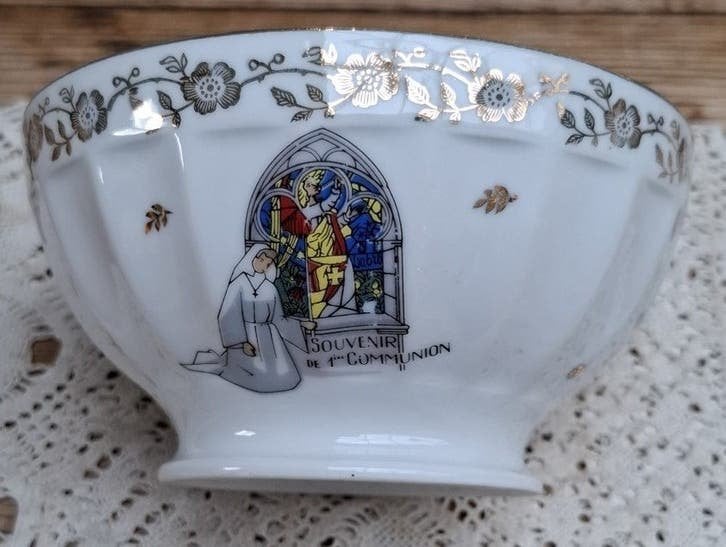 Frans wit porseleinen spoelkom, 1 ste communie, Antiek en Kunst, Ophalen of Verzenden