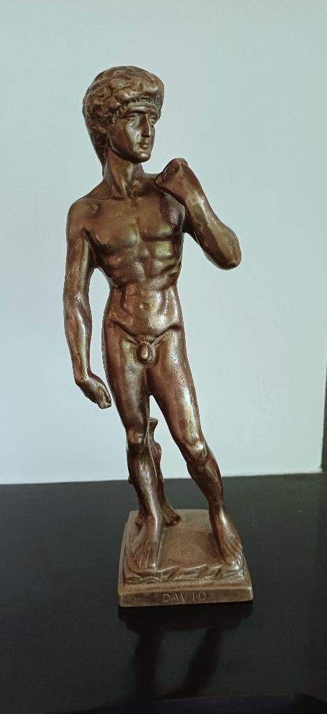 Bronzen vintage beeld van David van Michelangelo, Antiek en Kunst, Antiek | Brons en Koper, Brons, Ophalen of Verzenden