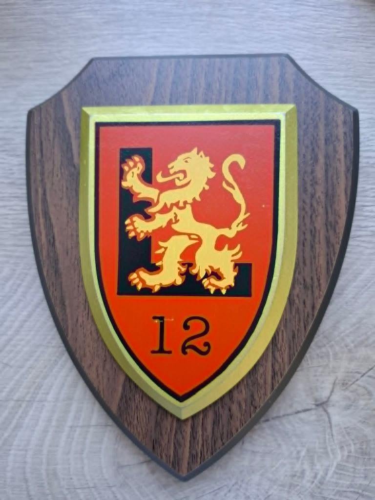 Schildje 12e Infanteriebrigade Oorlogsvrijwilligers ABL, Verzamelen, Ophalen of Verzenden, Landmacht, Embleem of Badge