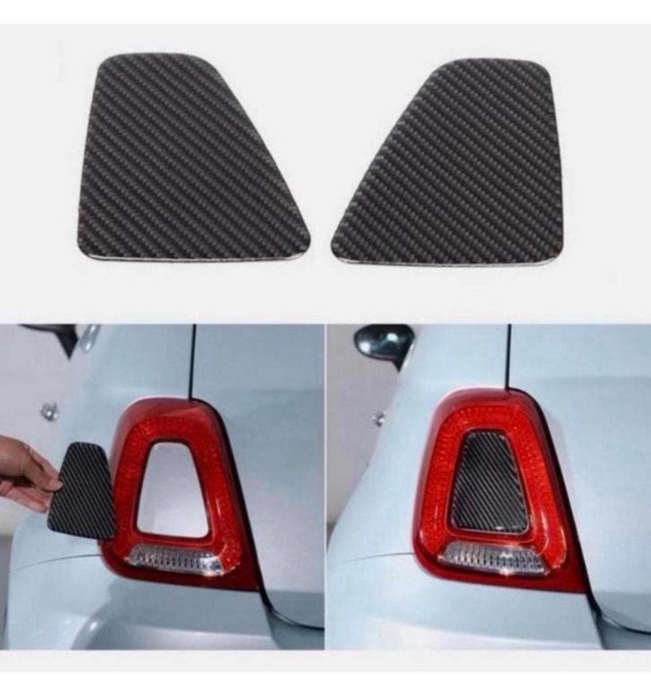 Fiat 500 Abarth 595 Carbon achterlicht cover kap-sticker 2x, Ophalen of Verzenden