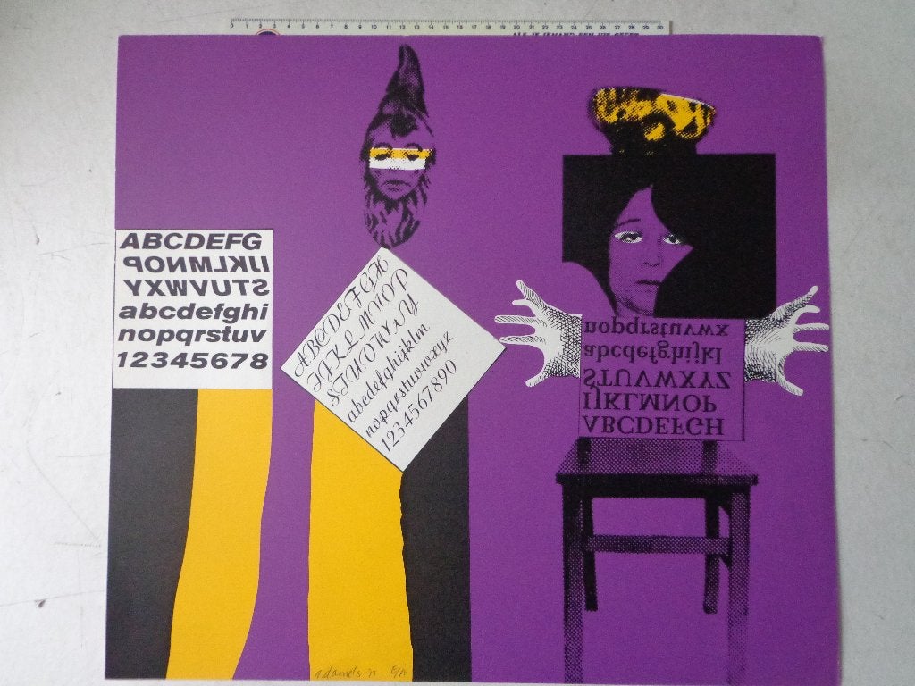 kleurrijke zeefdruk van Albert Daniëls uit 1972, Antiquités & Art, Art | Lithographies & Sérigraphies, Signé, Enlèvement ou Envoi