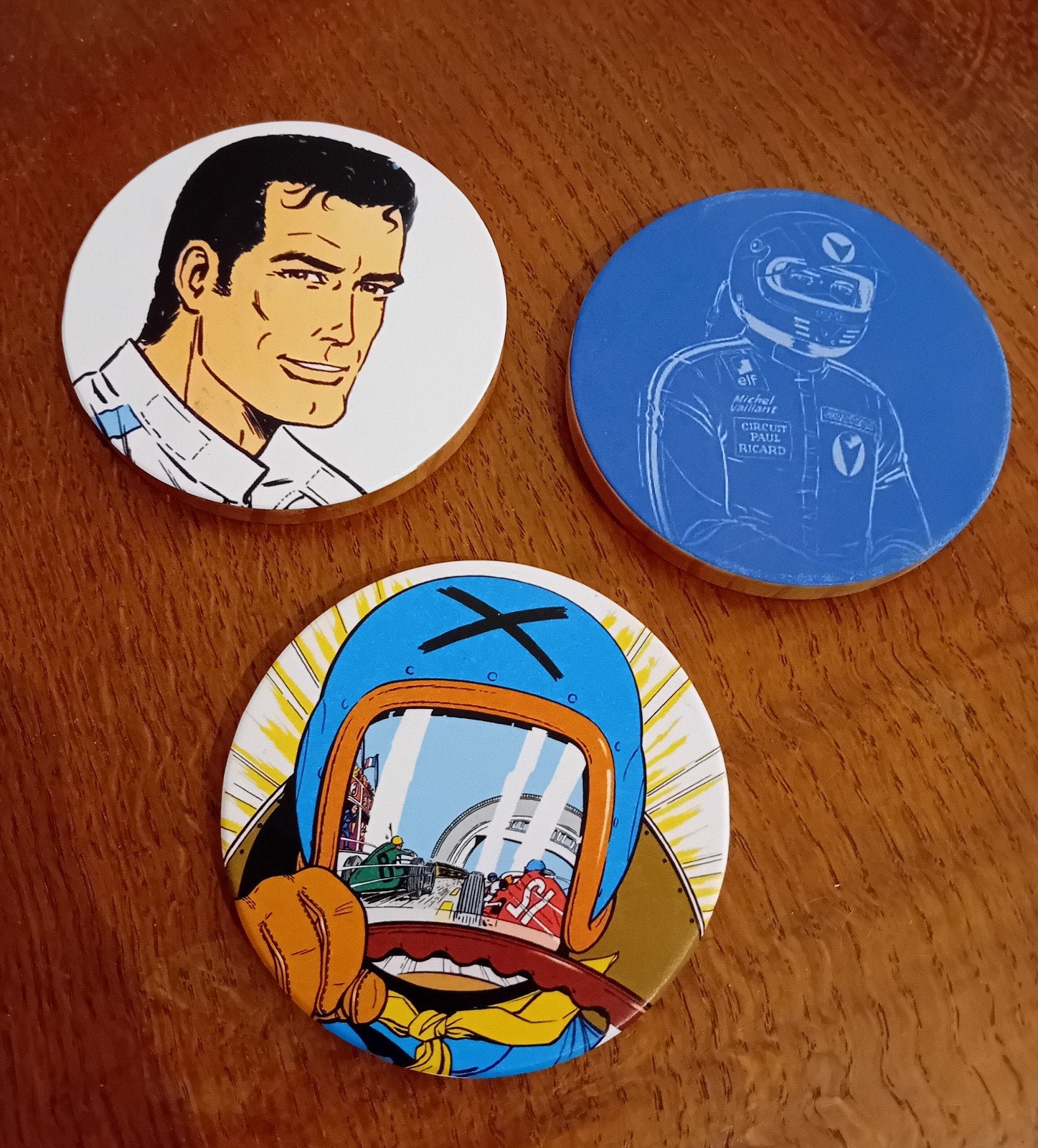 Michel Vaillant : lot de 3 sous-verres en bois traité *lot 3, Envoi, Tintin, Comme neuf, Autres types