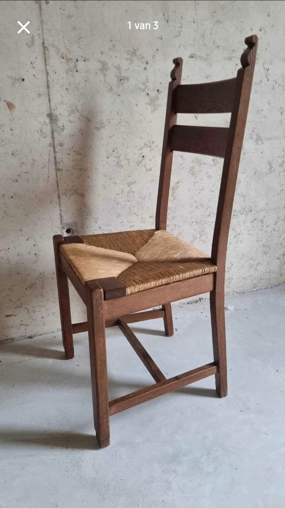 4 rieten stoelen, Ophalen, Bruin, Hout, Zo goed als nieuw