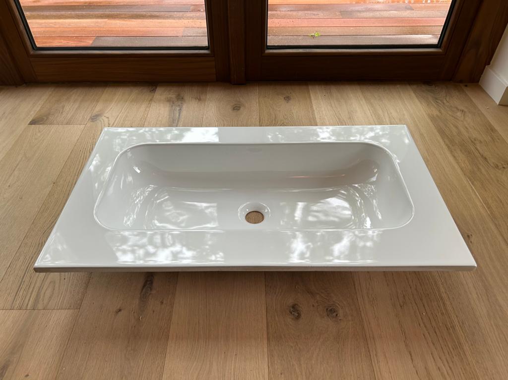 2 x INK Aspekt wastafel 80x45x1,5 wit glans zonder kraangat, Huis en Inrichting, Badkamer | Badkamermeubels, Ophalen, Nieuw, 50 tot 100 cm