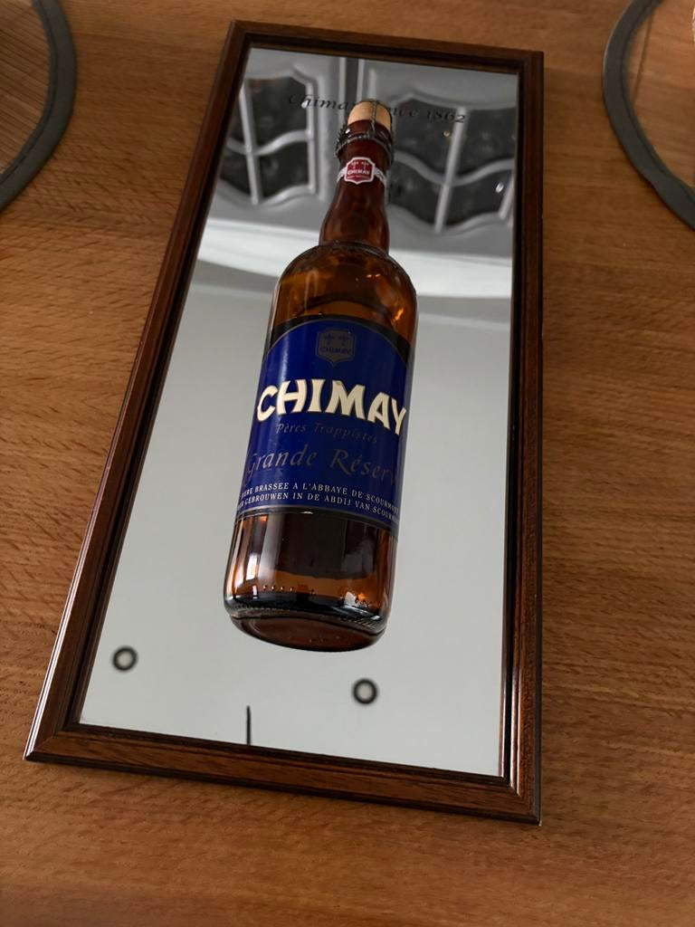 CHIMAY spiegel/fles met reliëf (49/22 cm), Verzamelen, Biermerken, Ophalen of Verzenden, Zo goed als nieuw