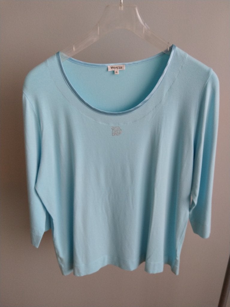 Mayerline turquoise blouse maat 2L, Mayerline, Overige kleuren, Maat 46/48 (XL) of groter, Ophalen of Verzenden