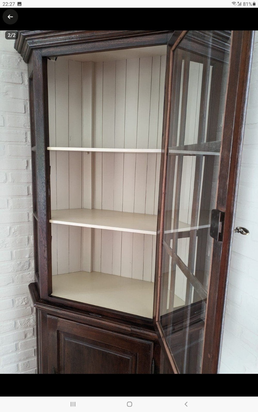 Armoire d'angle entièrement en chêne, Enlèvement