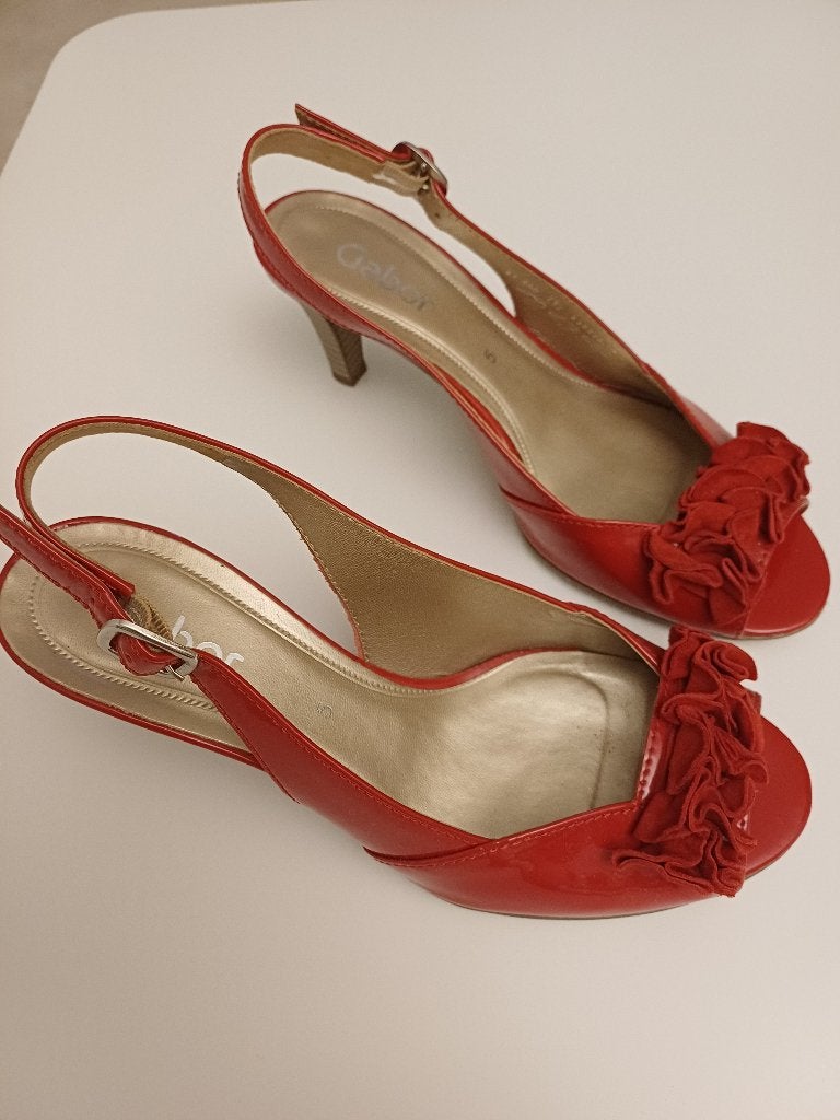 Schitterende rode sandalen met hak maat 38 Gabor, Chaussures à haut talons, Comme neuf, Enlèvement, ANDERE
