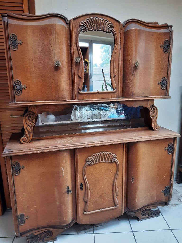 vintage retro , Vitrinekast jaren '60 , is in 2 delen., Ophalen