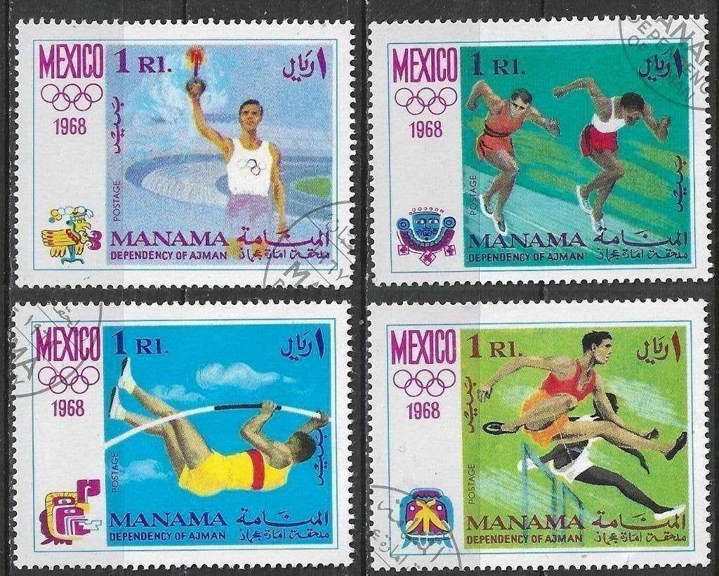 Manama 1968 - Stampworld 77-80 - Jeux Olympiques (ST), Timbres & Monnaies, Envoi, Affranchi