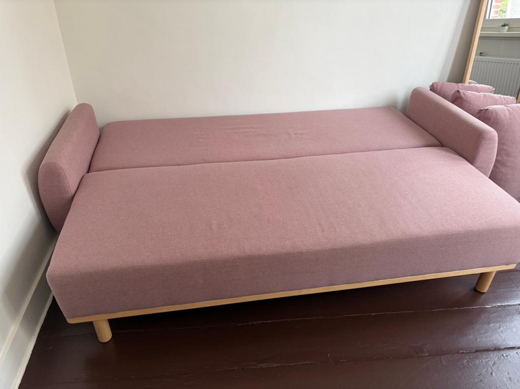 Rood roze slaapbank Ikea, Huis en Inrichting, Slaapkamer | Slaapbanken, Ophalen, Gebruikt, 90 cm, Tweepersoons