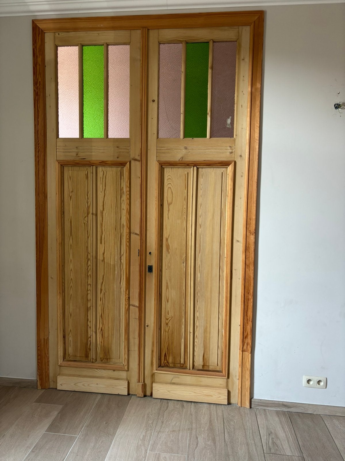 Dubbele deur, glas in lood, Ophalen, Zo goed als nieuw, Glas