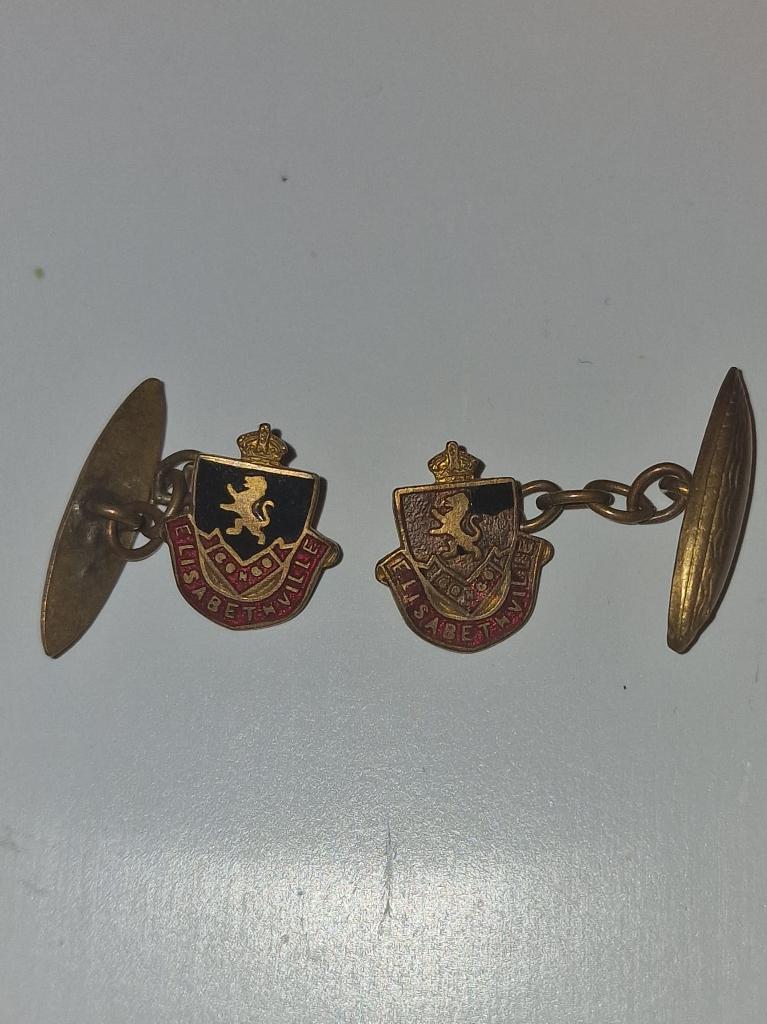 Boutons de manchette Congo Elisabethville, Enlèvement ou Envoi, Armée de terre, Ruban, Médaille ou Ailes