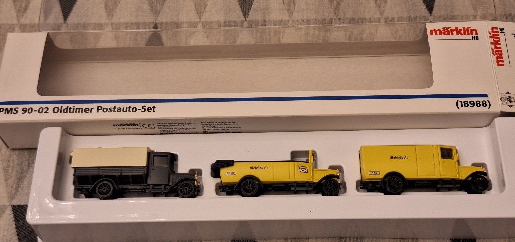 Märklin HO 18988 Oldtimer Postauto Set (PMS 90-02), Hobby en Vrije tijd, Ophalen of Verzenden, Zo goed als nieuw, Bus of Vrachtwagen