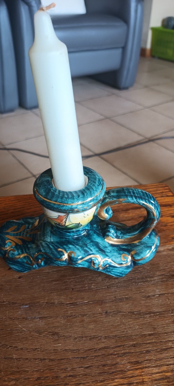 Antieke keramische kandelaar, Antiek en Kunst, Ophalen