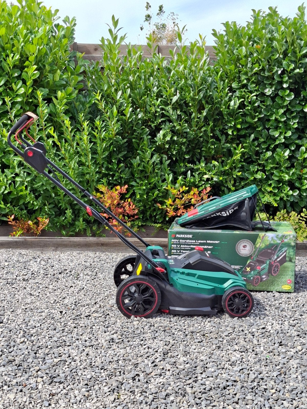 Tondeuse sans fil Parkside 40 V PRMA 40 E3 – jamais utilisée, Jardin & Terrasse, Tondeuses à gazon, Enlèvement, Bac de ramassage