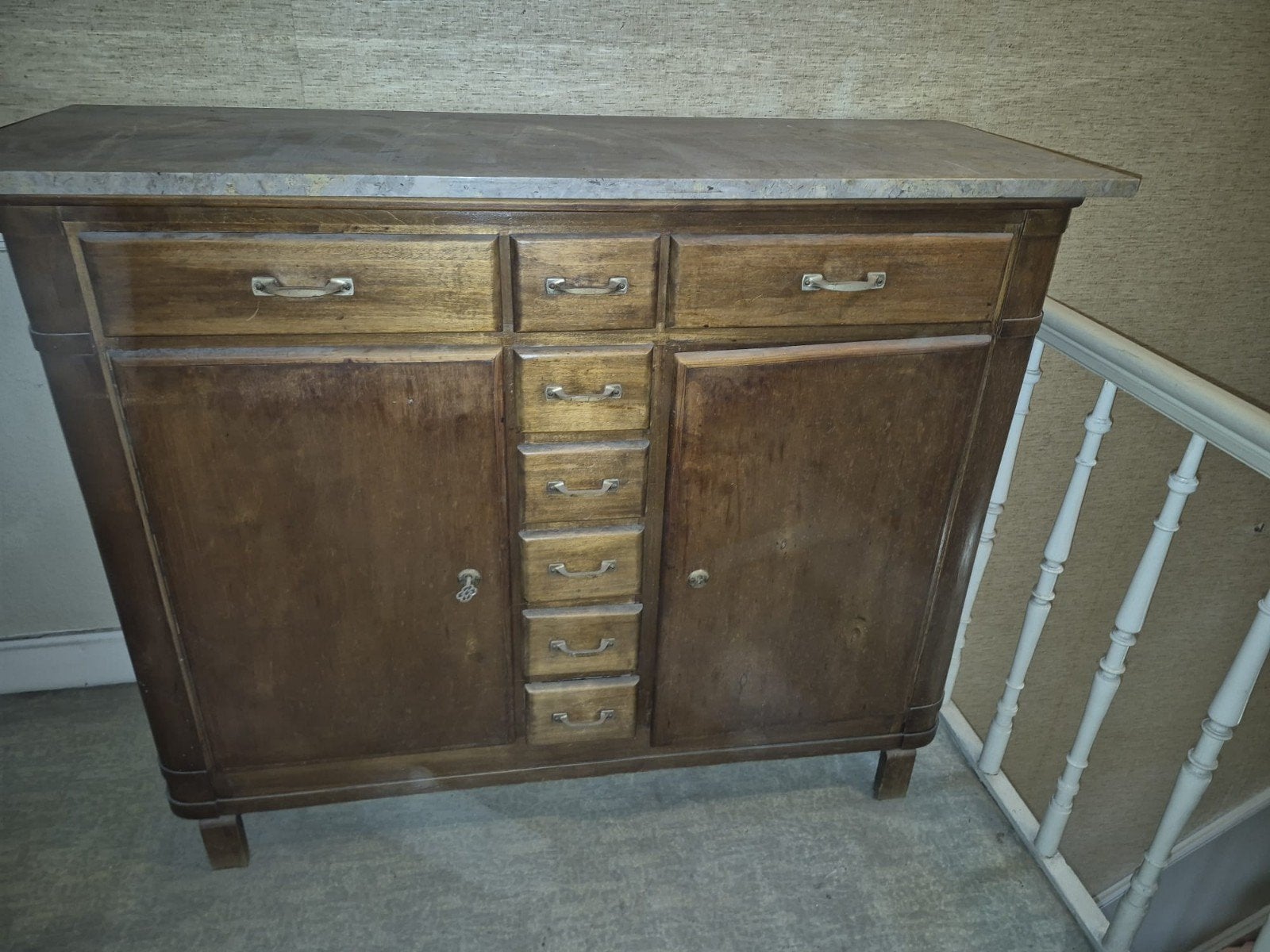 Vintage massief houten laag dressoir in mado-stijl, Ophalen