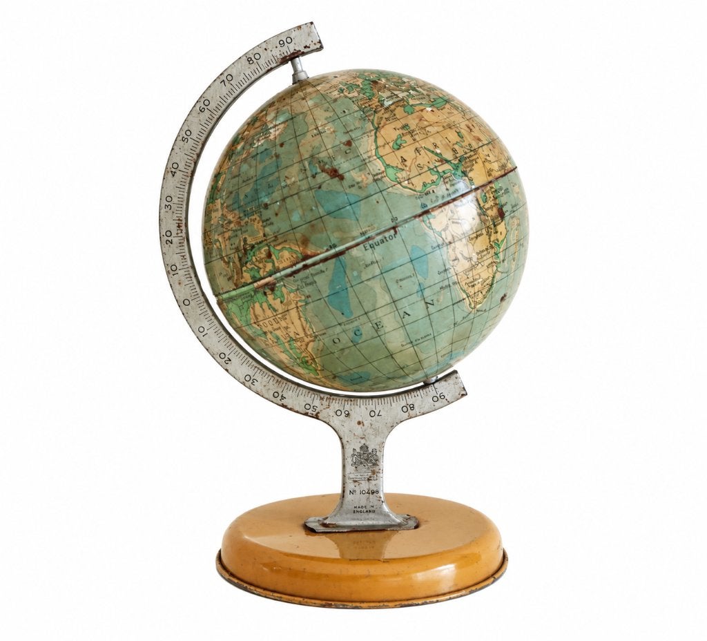 Blikken wereldbol 1950 - Vintage Chad Valley Tin Globe, Ophalen of Verzenden, Gebruikt, Metaal