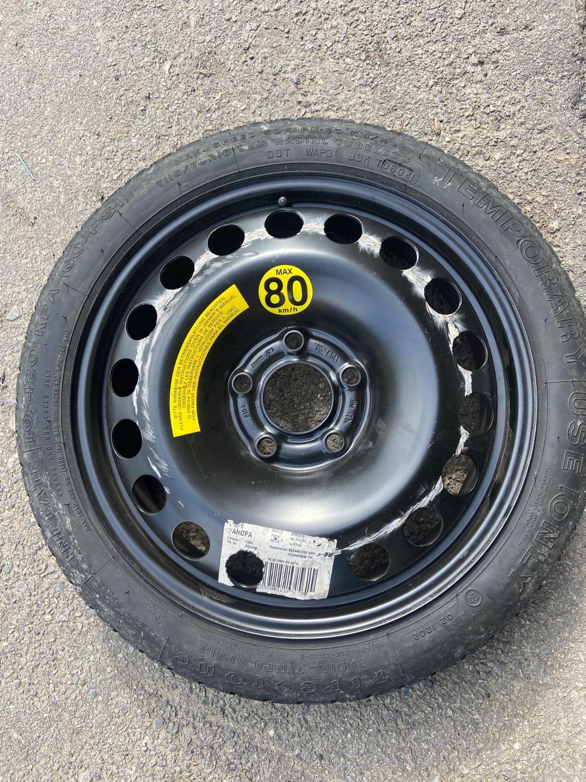 Roue de secour opel, Enlèvement ou Envoi, Comme neuf