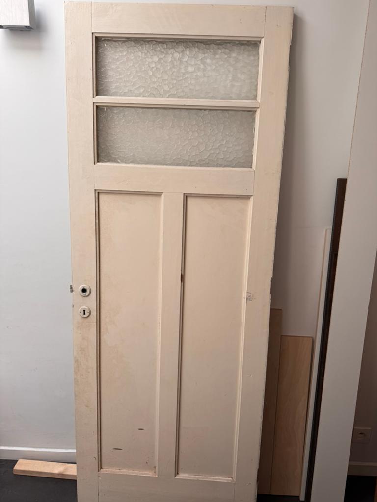 Oude houten binnendeur, Doe-het-zelf en Bouw, Deuren en Vliegenramen, Ophalen, Gebruikt, 80 tot 100 cm, Binnendeur