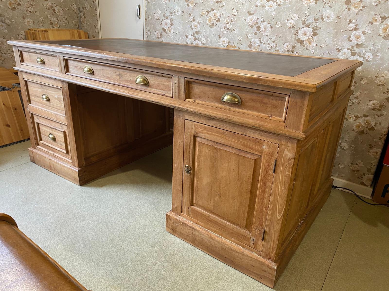 Teak bureau, Huis en Inrichting, Bureaus, Ophalen, 90 cm, Hout, 180 cm