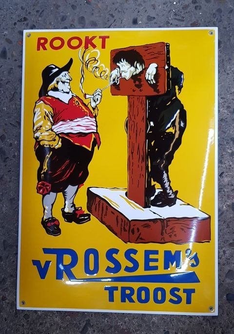 Rookt van Rossem's zwaar emaillen reclame bord en andere, Verzamelen, Ophalen of Verzenden, Zo goed als nieuw, Reclamebord