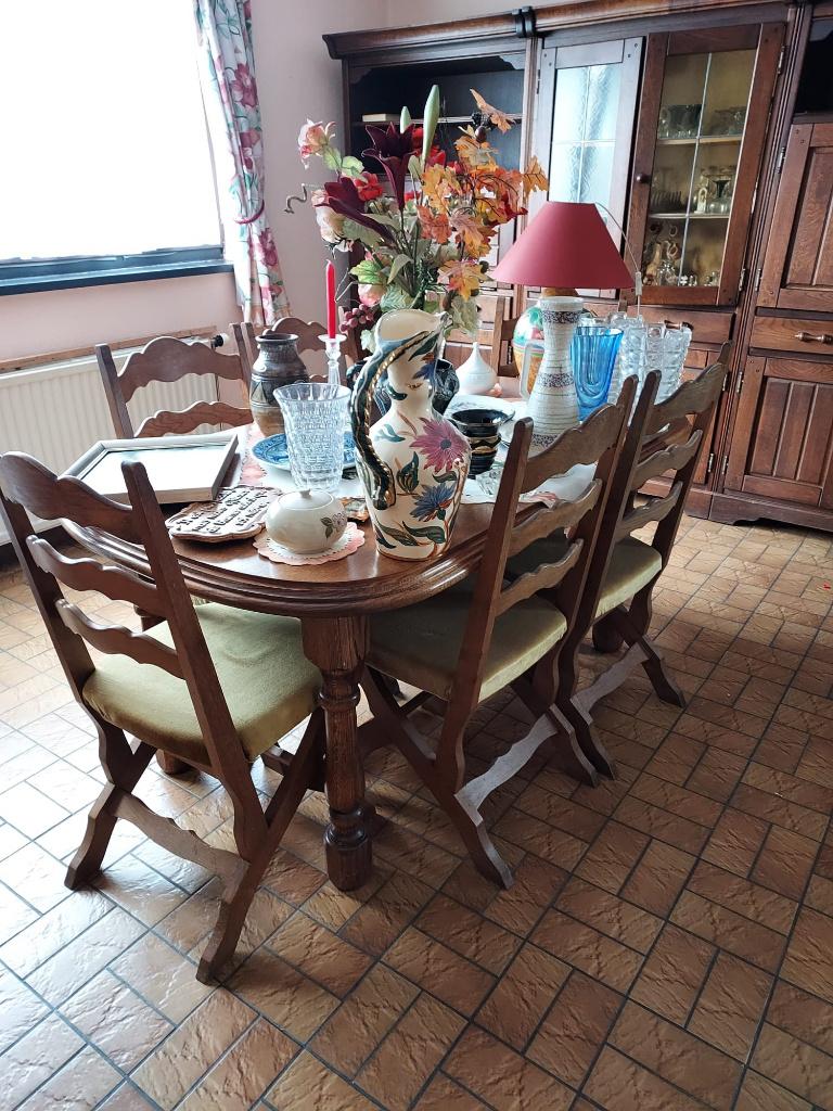 Salle à manger complète (Table, Buffet, Chaises) vintage, Maison & Meubles, Salles à manger complètes, Enlèvement, Utilisé, Vintage