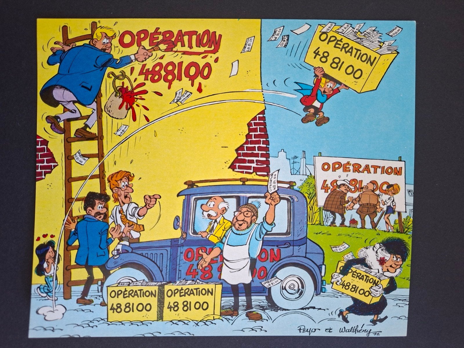 Opération 48.81.00 ongesneden sticker Peyo Walthéry, Ophalen of Verzenden, Zo goed als nieuw, Strip of Tekenfilm