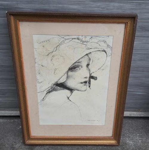 lithographie jeune femme signe alfred moitroux, Antiek en Kunst, Kunst | Litho's en Zeefdrukken, Ophalen of Verzenden, Lithografie