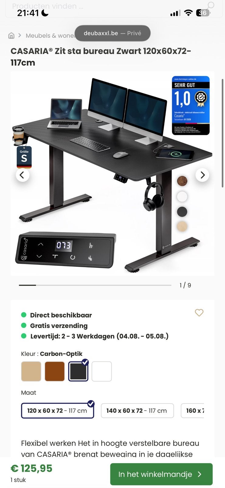 Casaria Sta en Zit Bureau, Ophalen, Zo goed als nieuw