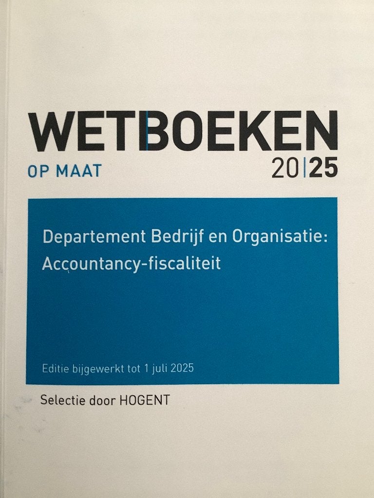 Wetboeken op maat Accountancy-fiscaliteit, Boeken, Ophalen of Verzenden, Zo goed als nieuw, Hoger Onderwijs, Larcier Intersentia