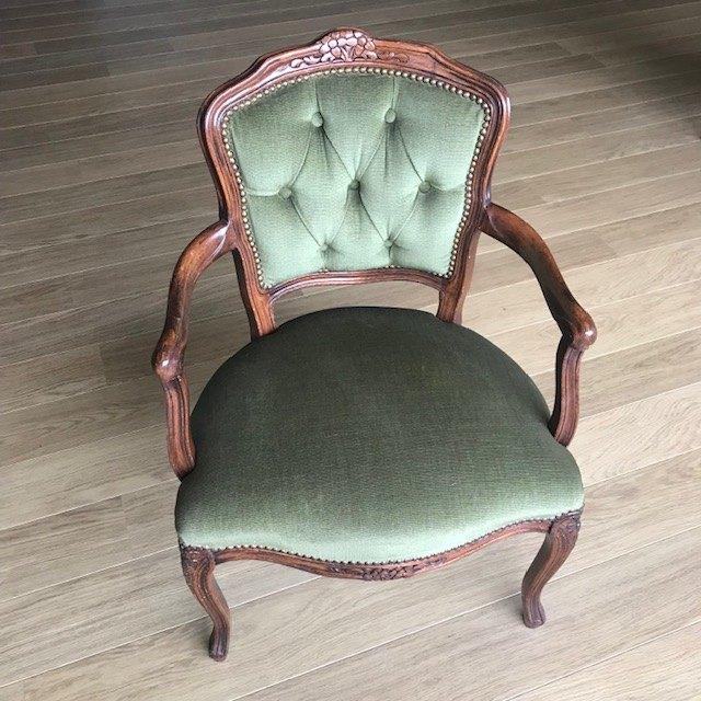 Zetel met groen fluwelen bekleding, Huis en Inrichting, Ophalen, Eenpersoons, Minder dan 75 cm, Zo goed als nieuw