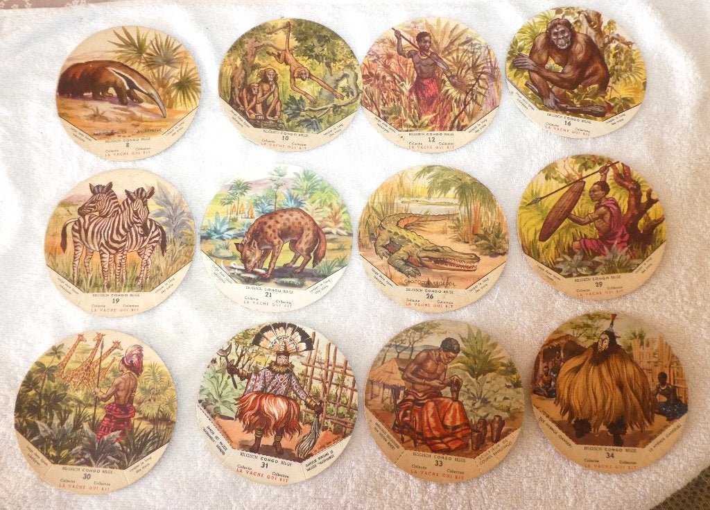 cromos  Congo belge  - La vache qui rit, Collections, Marques & Objets publicitaires, Enlèvement ou Envoi